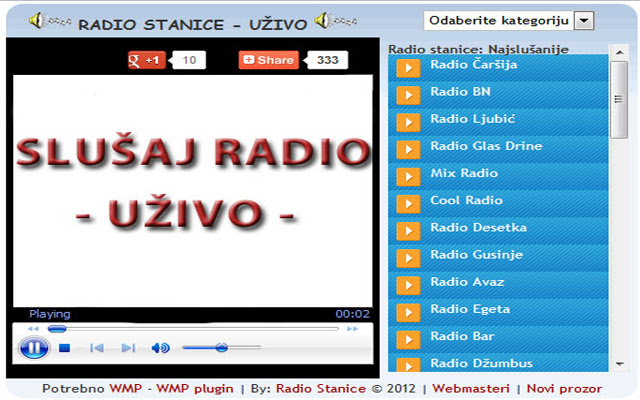 RADIO STANICE UŽIVO chrome谷歌浏览器插件_扩展第1张截图