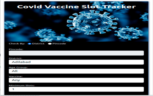 Indian Covid Vaccine Slot Tracker chrome谷歌浏览器插件_扩展第1张截图