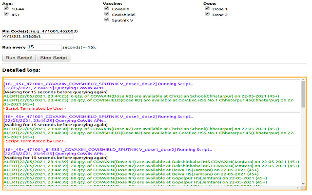 CoWIN Slot Availablity Notifier chrome谷歌浏览器插件_扩展第3张截图