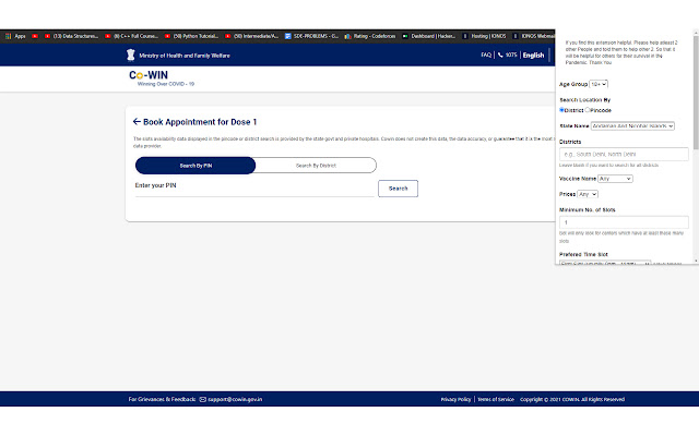 CoWIN Vaccine Booking Bot chrome谷歌浏览器插件_扩展第1张截图