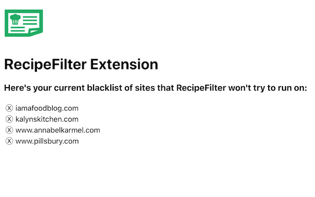 Recipe Filter chrome谷歌浏览器插件_扩展第2张截图