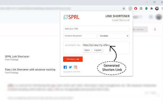SPRL Link Shortener chrome谷歌浏览器插件_扩展第2张截图
