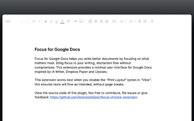 Focus for Google Docs chrome谷歌浏览器插件_扩展第1张截图