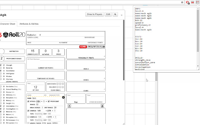 Roll20 Character Parser - DnD 5th SRD chrome谷歌浏览器插件_扩展第1张截图