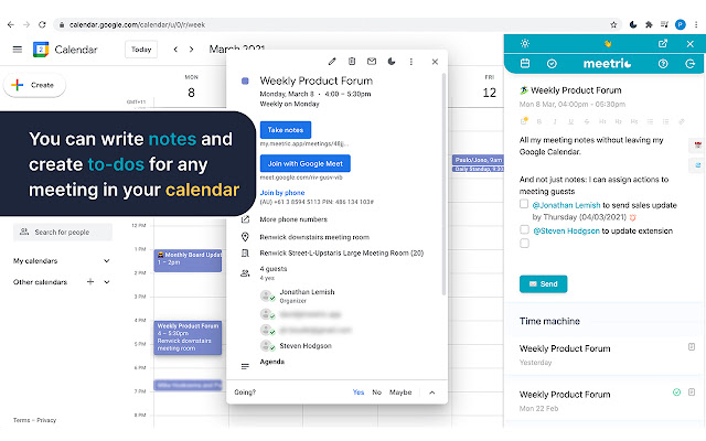 Meeting notes for Google Calendar - Meetric chrome谷歌浏览器插件_扩展第2张截图