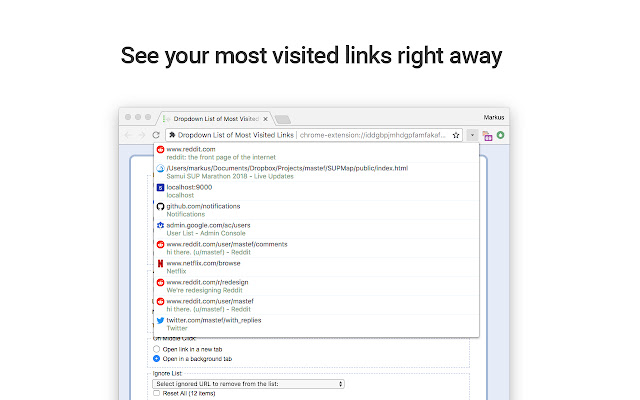 Dropdown List of Most Visited Links chrome谷歌浏览器插件_扩展第1张截图