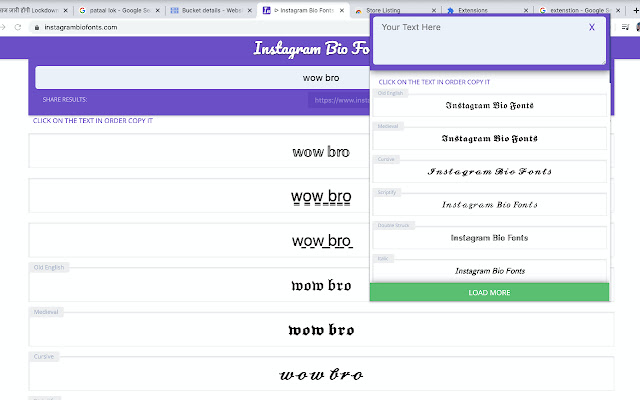 Instagram Bio Fonts chrome谷歌浏览器插件_扩展第1张截图