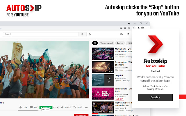 Autoskip for Youtube chrome谷歌浏览器插件_扩展第1张截图