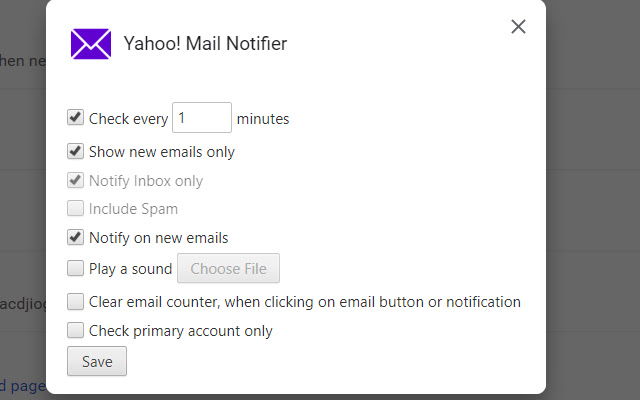 Yahoo! Mail Notifier chrome谷歌浏览器插件_扩展第2张截图