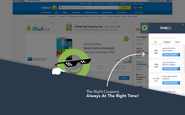 Coupon Finder for Online Shopping by GrabOn chrome谷歌浏览器插件_扩展第1张截图