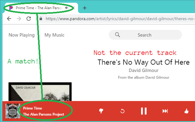 Pandora: song title in tab title chrome谷歌浏览器插件_扩展第1张截图