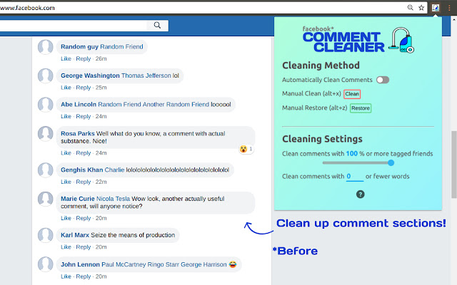 Comment Cleaner for Facebook™ chrome谷歌浏览器插件_扩展第1张截图