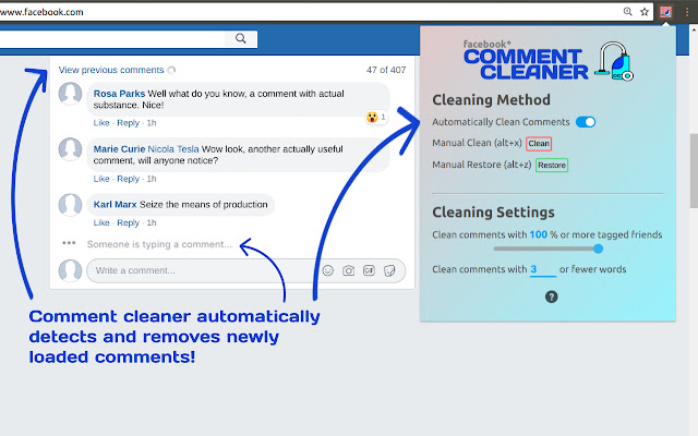Comment Cleaner for Facebook™ chrome谷歌浏览器插件_扩展第3张截图