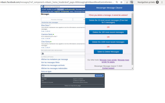 Messenger Message Cleaner chrome谷歌浏览器插件_扩展第1张截图