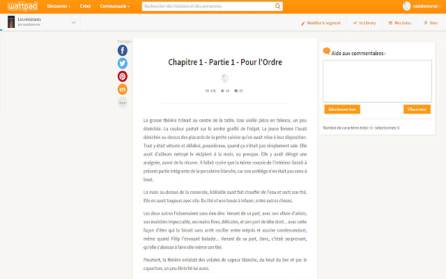 Aide aux commentaires WattPad chrome谷歌浏览器插件_扩展第1张截图