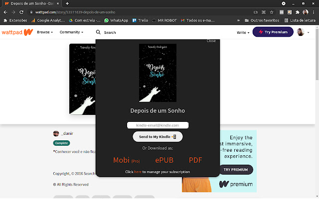 Wattpad to Kindle E-reader chrome谷歌浏览器插件_扩展第1张截图