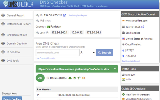 DNS Checker - SEO and Domain Analysis chrome谷歌浏览器插件_扩展第1张截图