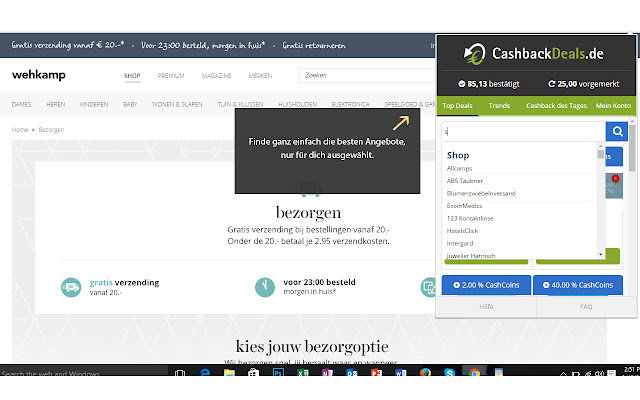 CashbackDeals.de Cashback-Melder chrome谷歌浏览器插件_扩展第4张截图