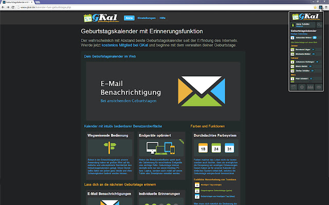 Geburtstagskalender chrome谷歌浏览器插件_扩展第2张截图