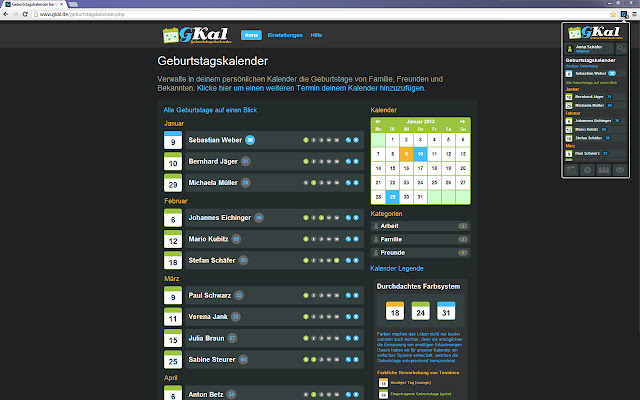 Geburtstagskalender chrome谷歌浏览器插件_扩展第4张截图