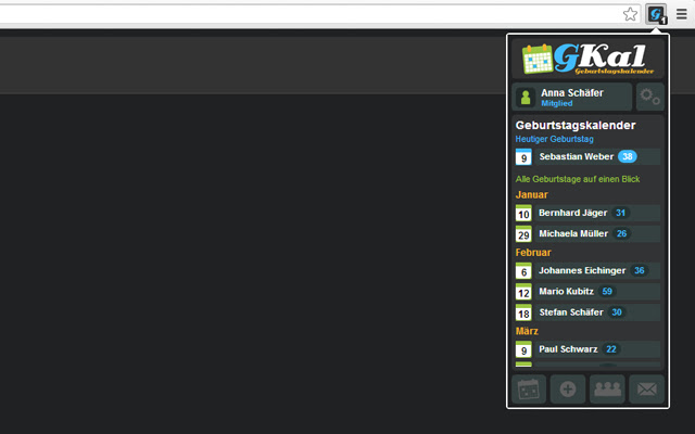 Geburtstagskalender chrome谷歌浏览器插件_扩展第5张截图