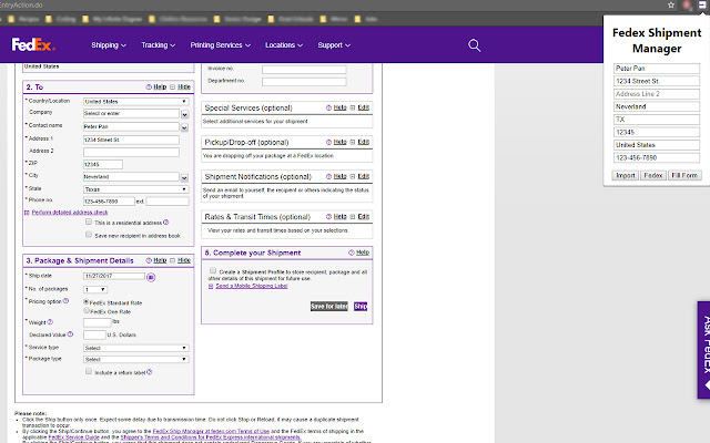 Fedex Quickship chrome谷歌浏览器插件_扩展第2张截图