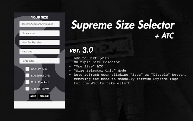 Supreme Size Selector + ATC chrome谷歌浏览器插件_扩展第1张截图