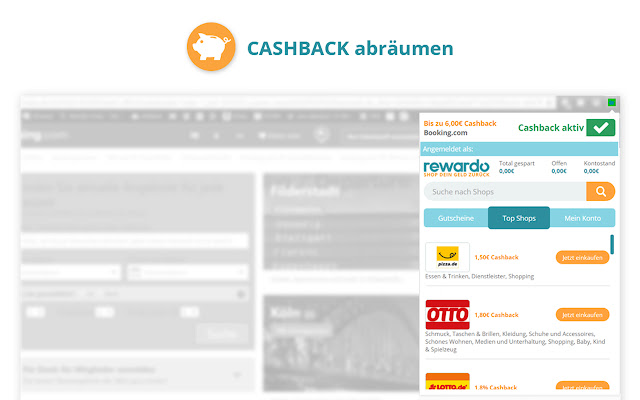 rewardo Cashback Deals Gutscheine und Rabatte chrome谷歌浏览器插件_扩展第1张截图