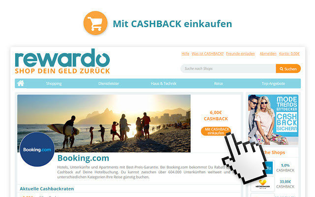 rewardo Cashback Deals Gutscheine und Rabatte chrome谷歌浏览器插件_扩展第4张截图