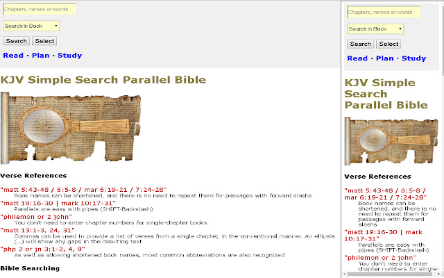 KJV Simple Search Parallel Bible Sidebar chrome谷歌浏览器插件_扩展第1张截图