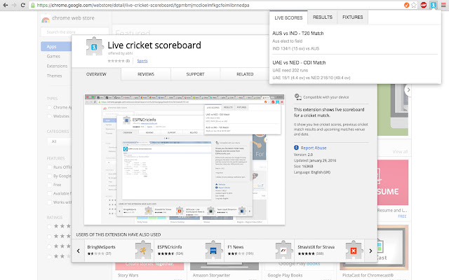 Live cricket scoreboard chrome谷歌浏览器插件_扩展第2张截图
