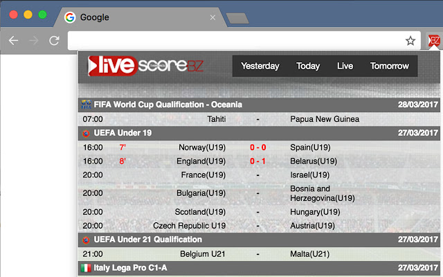 LiveScore.BZ - Live Football Scores chrome谷歌浏览器插件_扩展第1张截图