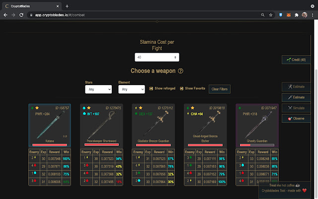 CryptoBlades Tool - Advanced chrome谷歌浏览器插件_扩展第3张截图