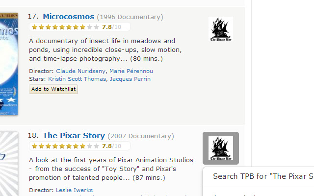 TPB IMDB Pirate Bay Search Plugin chrome谷歌浏览器插件_扩展第4张截图