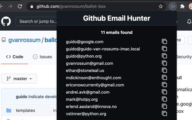 github email hunter chrome谷歌浏览器插件_扩展第3张截图
