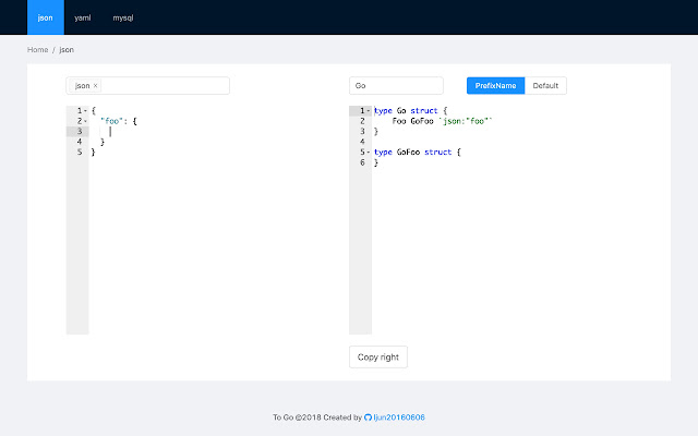 json to go chrome谷歌浏览器插件_扩展第1张截图