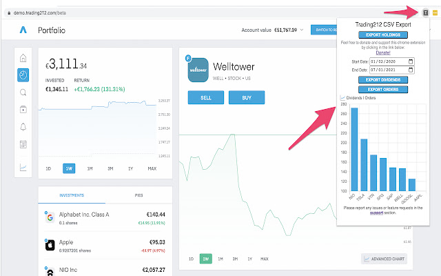 Trading212 CSV exporter chrome谷歌浏览器插件_扩展第1张截图