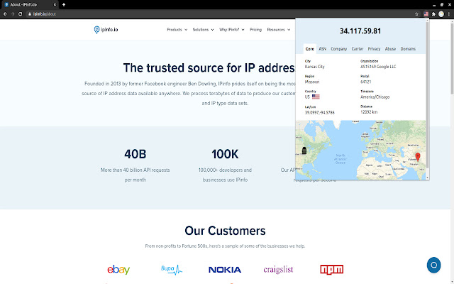 IP Address Information by IPinfo.io chrome谷歌浏览器插件_扩展第2张截图