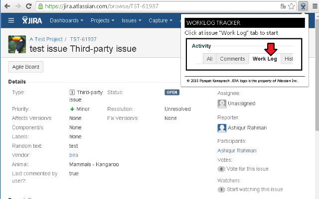 JIRA Worklog Tracker chrome谷歌浏览器插件_扩展第1张截图