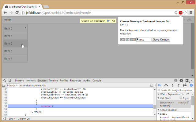 Javascript Pause Keyboard Shortcut chrome谷歌浏览器插件_扩展第1张截图