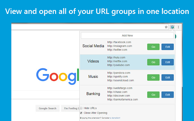 URL Group Manager chrome谷歌浏览器插件_扩展第1张截图