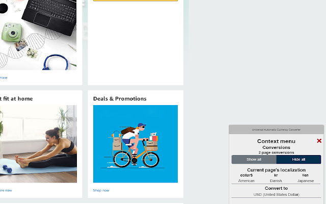Universal Automatic Currency Converter chrome谷歌浏览器插件_扩展第1张截图
