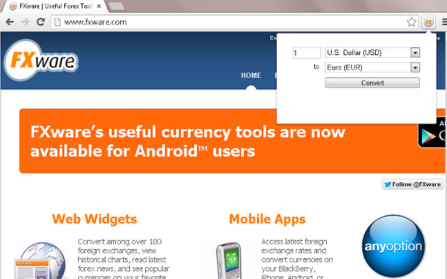 FXware Currency Converter chrome谷歌浏览器插件_扩展第1张截图