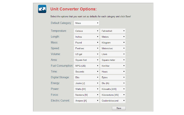 Unit Converter chrome谷歌浏览器插件_扩展第2张截图