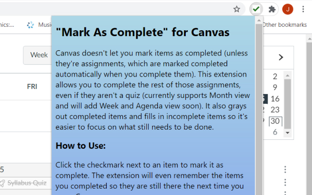 Mark As Complete for Canvas chrome谷歌浏览器插件_扩展第2张截图