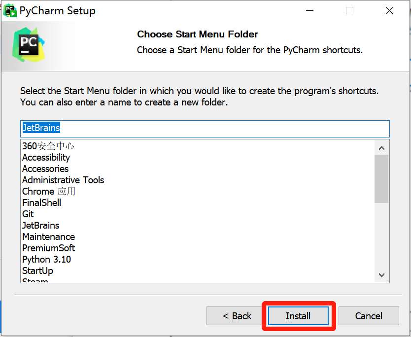 开始安装 Pycharm 2024.1 版本：点击 Install 按钮