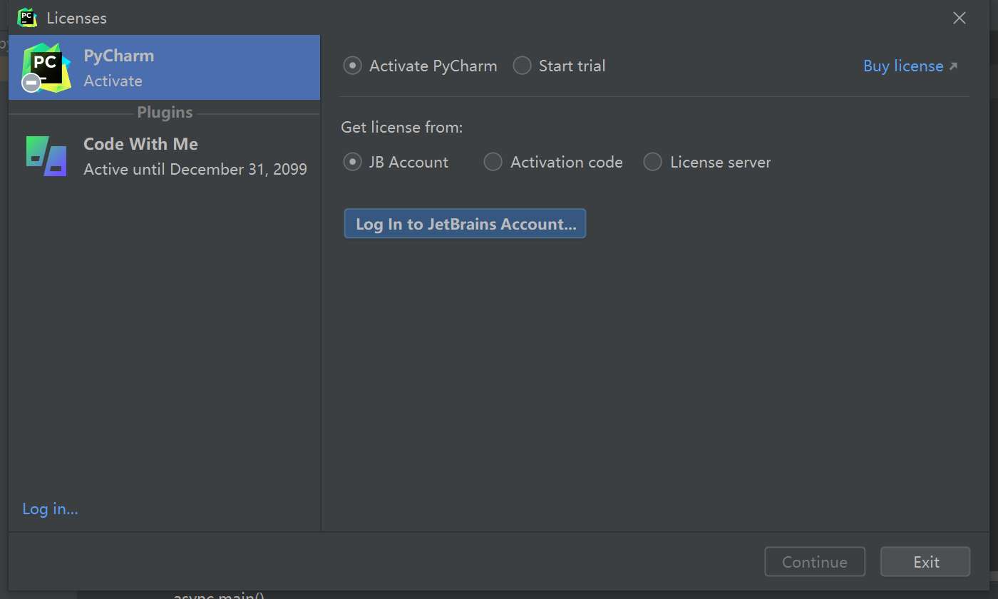 Pycharm 2023.1 版本提示需要先登录 JetBrains 账户