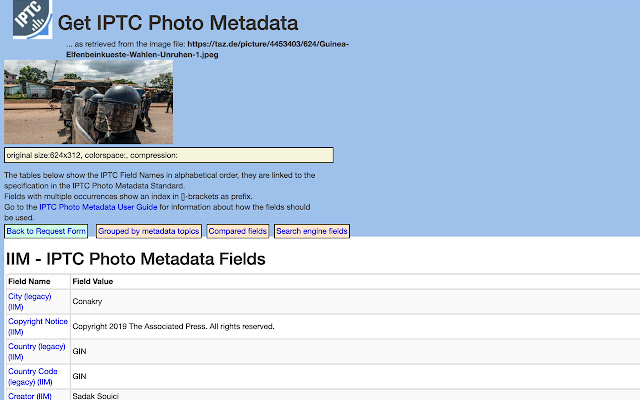 IPTC Photo Metadata inspector chrome谷歌浏览器插件_扩展第2张截图