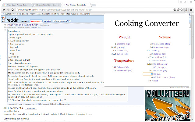 Cooking Converter chrome谷歌浏览器插件_扩展第1张截图