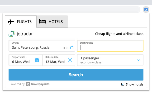 JetRadar - Cheap Flights & Airline tickets chrome谷歌浏览器插件_扩展第1张截图